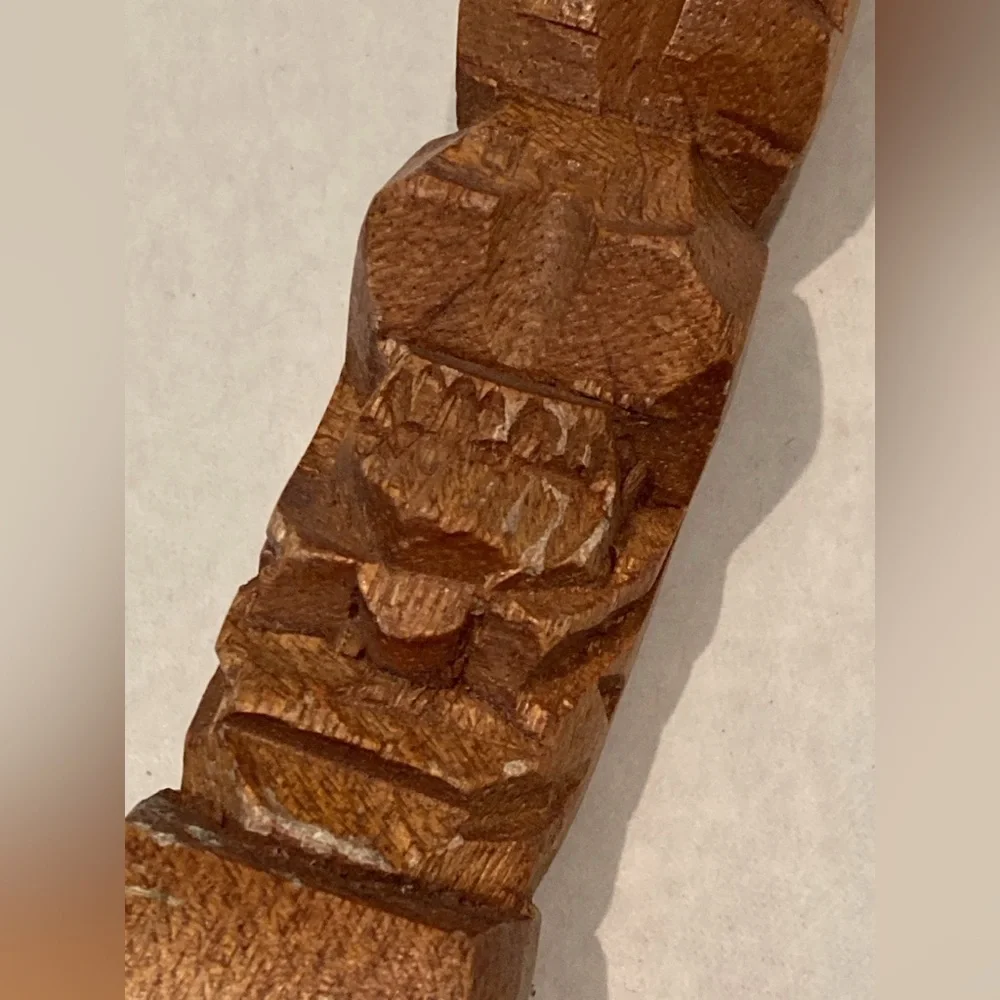 Vintage MCM Large Wooden Spoon and Fork Wall Hanging Tiki Totem Decor Lot of 4